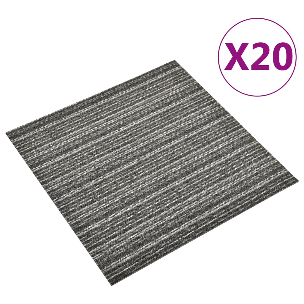 vidaXL Μοκέτα Πλακάκι 20 τεμ. Ανθρακί Ριγέ 5 μ² 50x50 εκ.