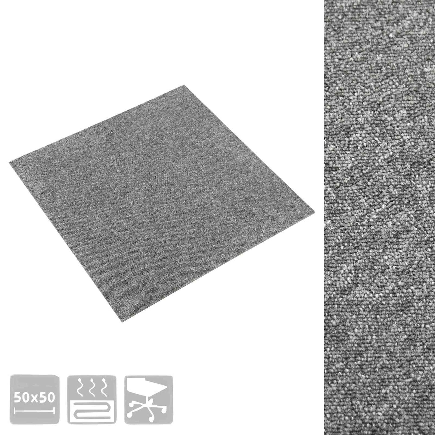vidaXL Χαλί 20 pcs Γκρι 50 x 50 cm 100% Πολυπροπυλένιο
