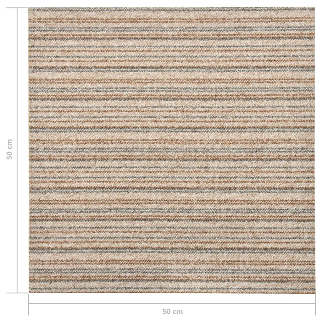 vidaXL Μοκέτα Πλακάκι 20 τεμ. Μπεζ Ριγέ 5 μ² 50x50 εκ.