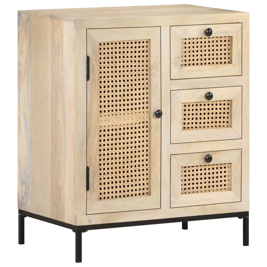 vidaXL Ντουλάπι 60x35x70 εκ. Μασίφ Ξύλο Μάνγκο και Φυσικό Ζαχαροκάλαμο