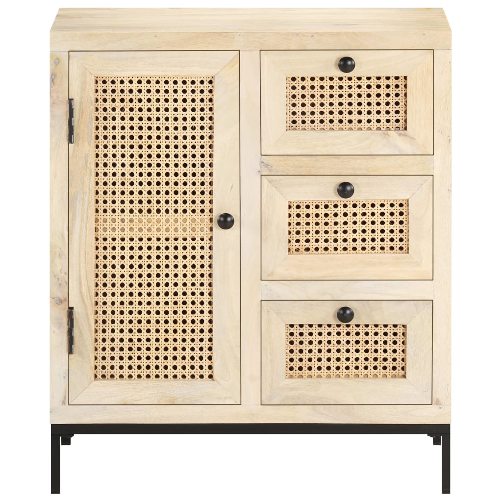 vidaXL Ντουλάπι 60x35x70 εκ. Μασίφ Ξύλο Μάνγκο και Φυσικό Ζαχαροκάλαμο