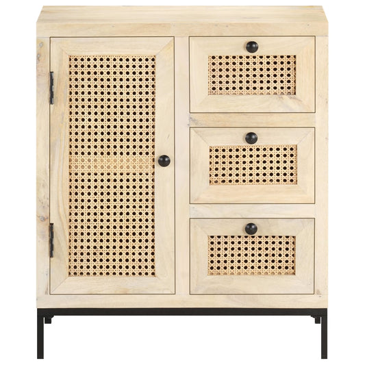 vidaXL Ντουλάπι 60x35x70 εκ. Μασίφ Ξύλο Μάνγκο και Φυσικό Ζαχαροκάλαμο