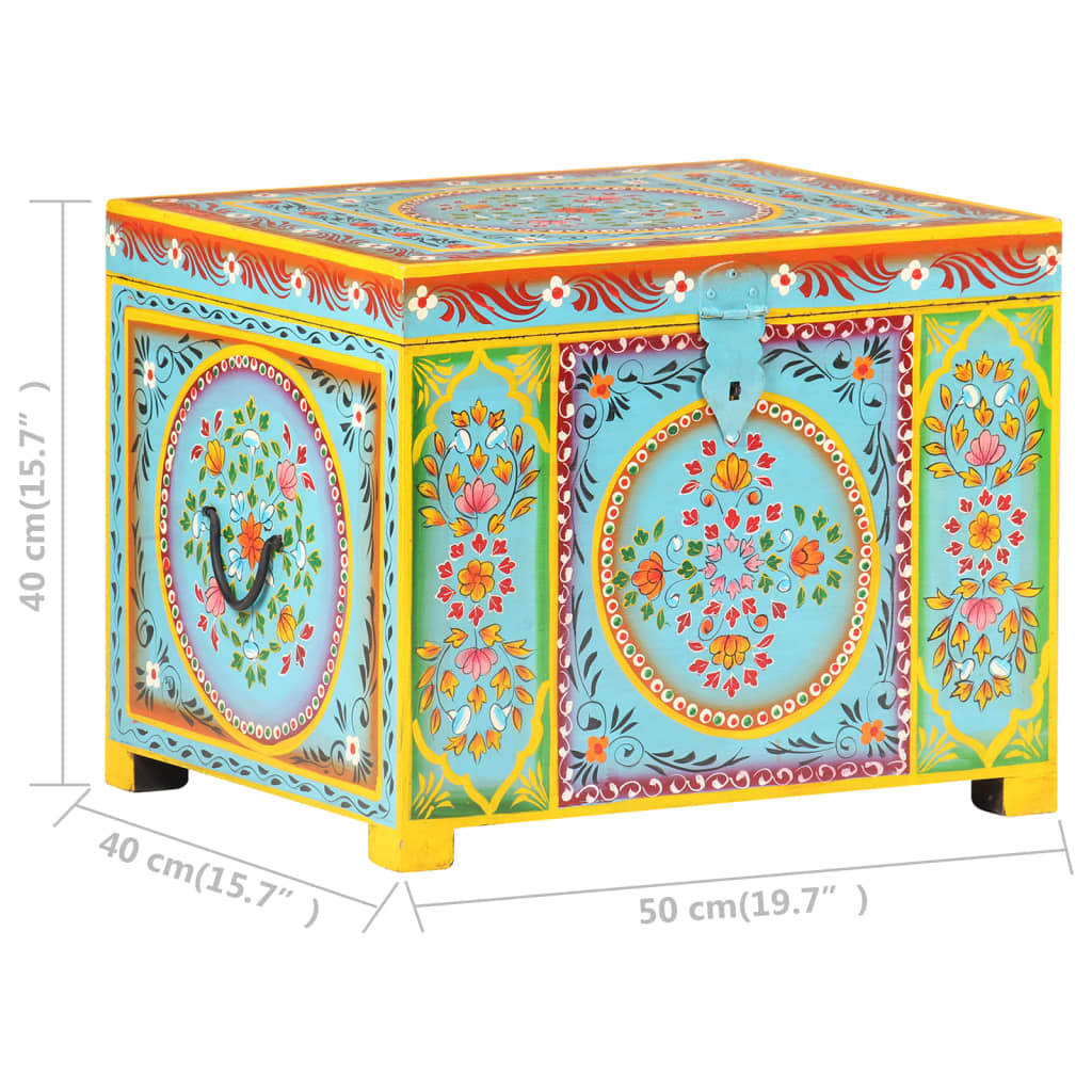 vidaXL Μπαούλο με Χειροπ. Λεπτομέρειες 50x40x40 εκ. Μασίφ Ξύλο Μάνγκο