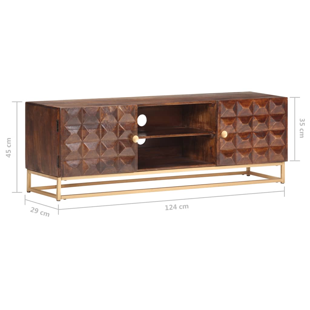vidaXL Έπιπλο Τηλεόρασης 124x29x45 εκ. από Μασίφ Ξύλο Μάνγκο