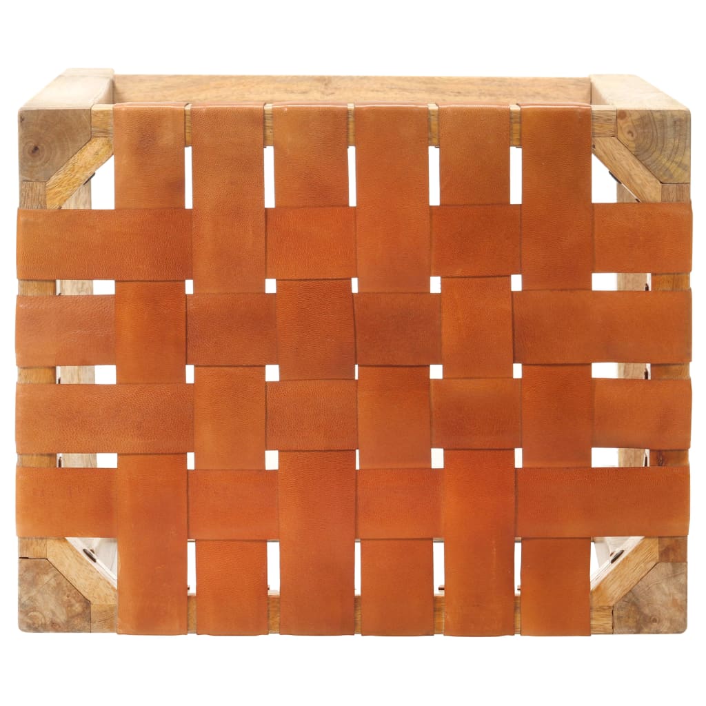 vidaXL Σκαμπό Μπαρ 2 τεμ. Καφέ 60 εκ. από Γνήσιο Δέρμα