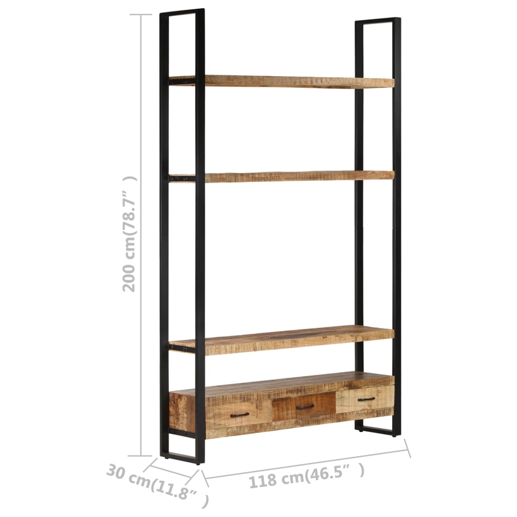 vidaXL Ραφιέρα 118 x 30 x 200 εκ. από Μασίφ Ακατέργαστο Ξύλο Μάνγκο