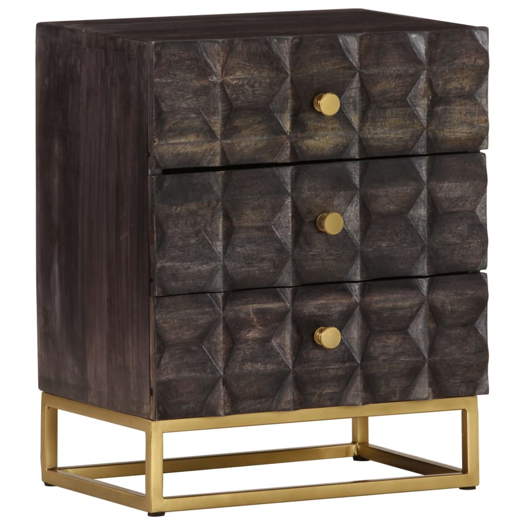 vidaXL Κομοδίνο Μαύρο 40 x 30 x 50 εκ. από Μασίφ Ξύλο Μάνγκο