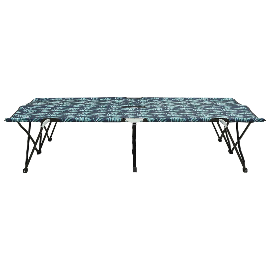 vidaXL Ξαπλώστρα Δύο Ατόμων Πτυσσόμενη Σχέδιο Φύλλων Ατσάλινη