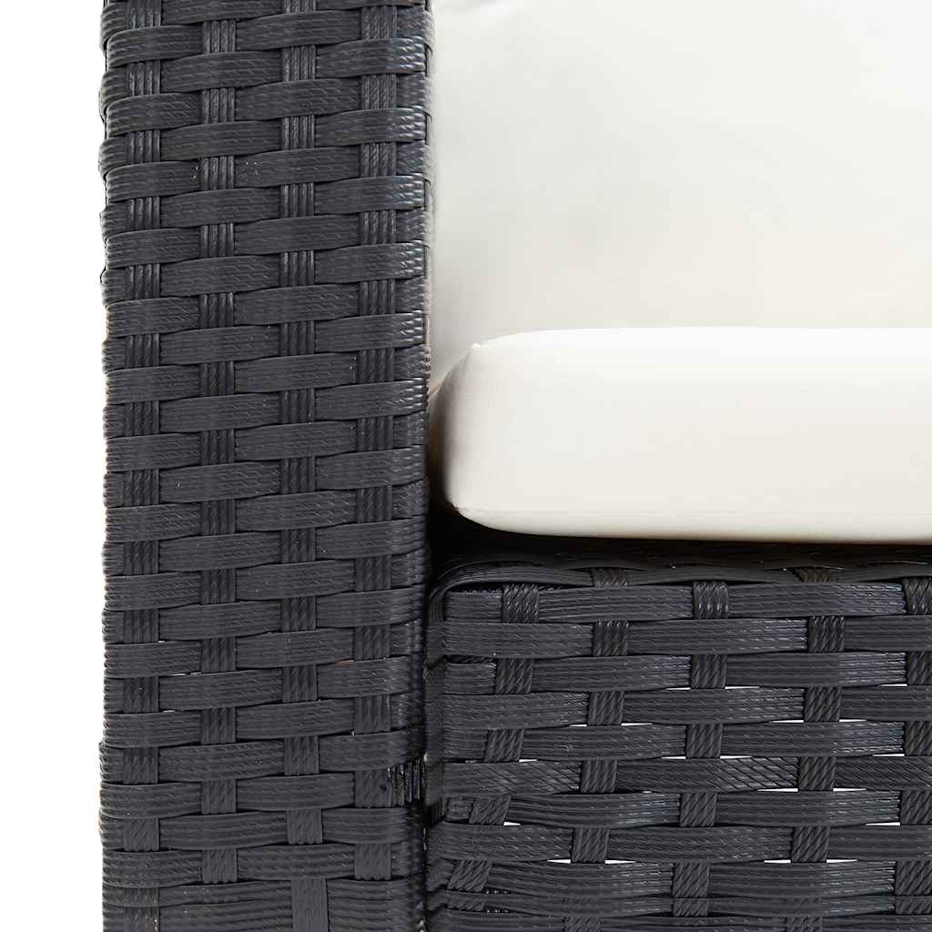 vidaXL Καναπές Κήπου Διθέσιος Μαύρος από Συνθετικό Ρατάν με Μαξιλάρια