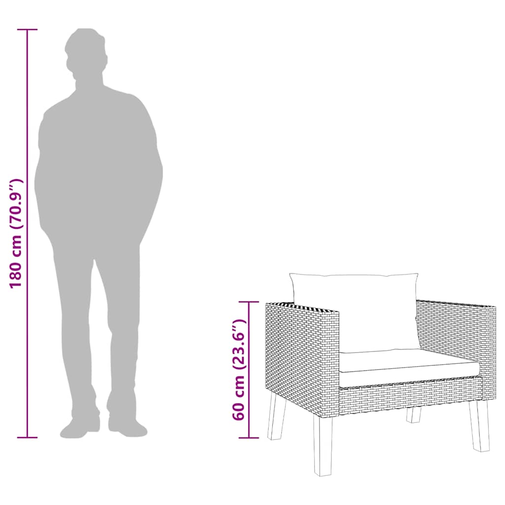 vidaXL Πολυθρόνα Κήπου Μπεζ από Συνθετικό Ρατάν με Μαξιλάρια