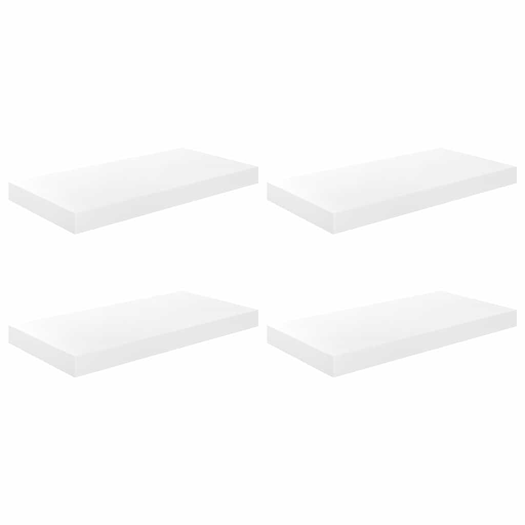 vidaXL Ράφια Τοίχου Γυαλιστερά Άσπρα 4 Τεμάχια 50x23x3,8 εκ. MDF