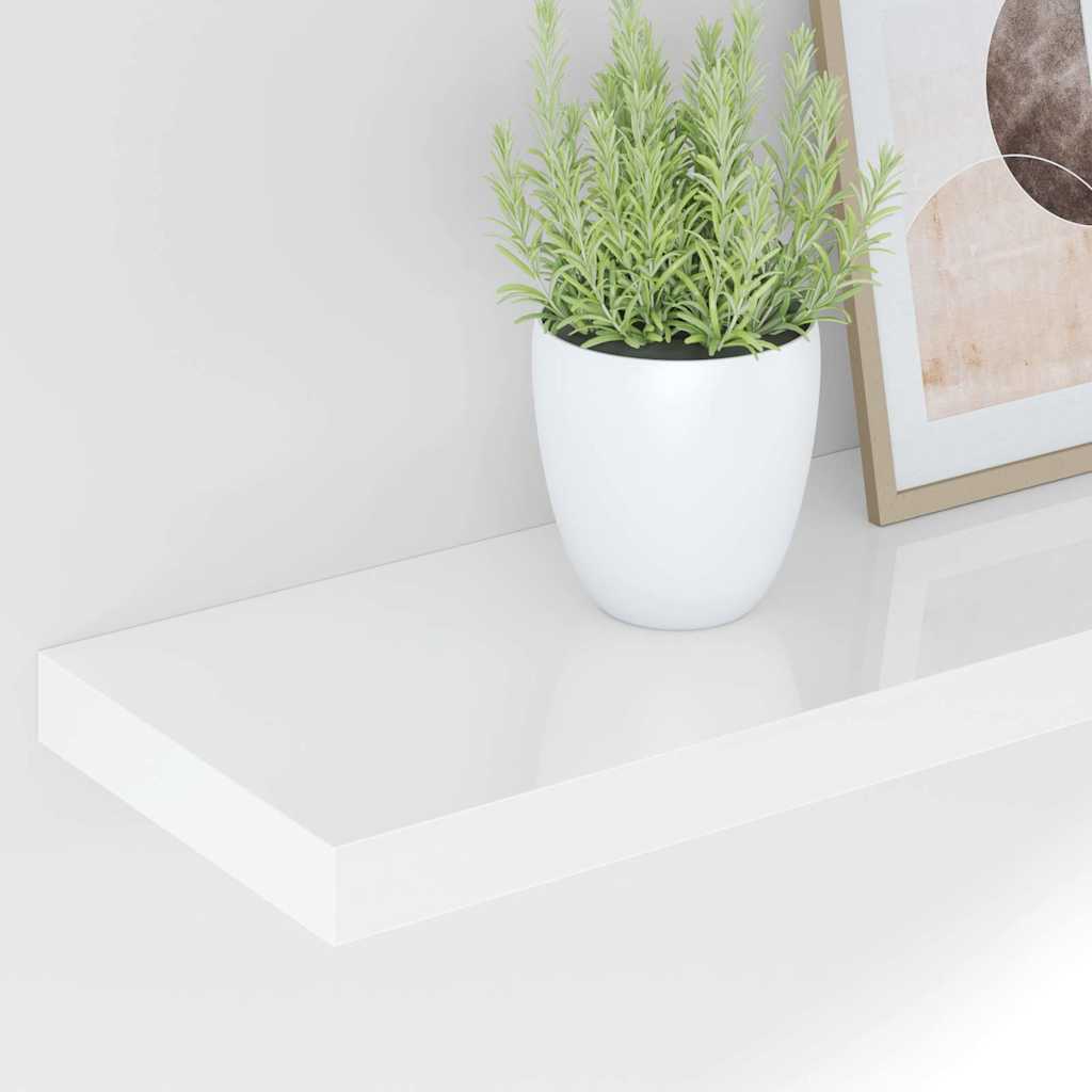 vidaXL Ράφι Τοίχου Γυαλιστερό Άσπρο 80x23,5x3,8 εκ. MDF