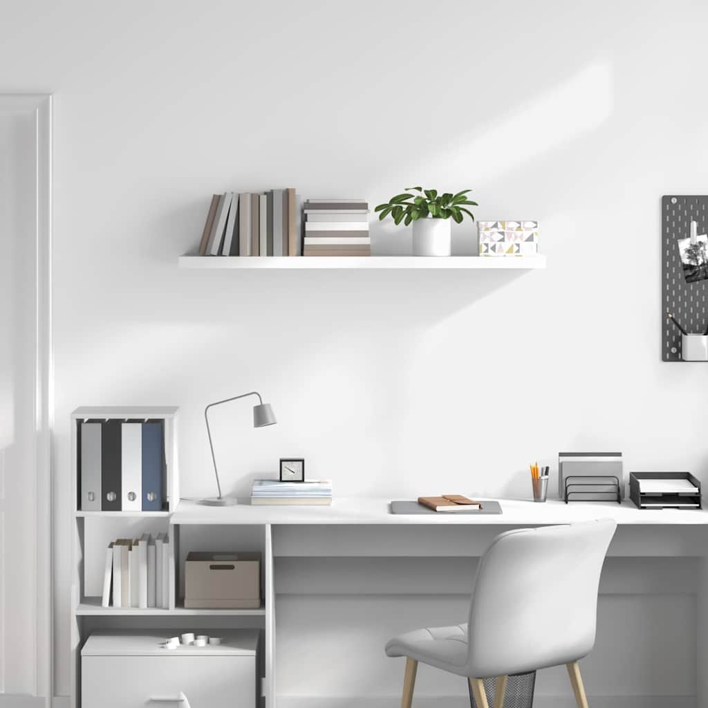 vidaXL Ράφι Τοίχου Γυαλιστερό Άσπρο 120x23,5x3,8 εκ. MDF