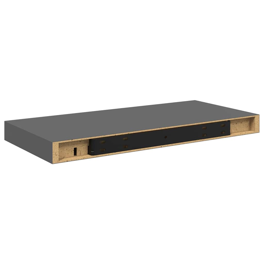 vidaXL Ράφια Τοίχου Γυαλιστερά Γκρι 4 Τεμάχια 50x23,5x3,8 εκ. MDF