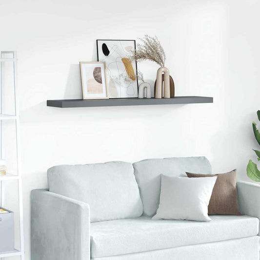 vidaXL Ράφι Τοίχου Γυαλιστερό Γκρι 120x23,5x3,8 εκ. MDF