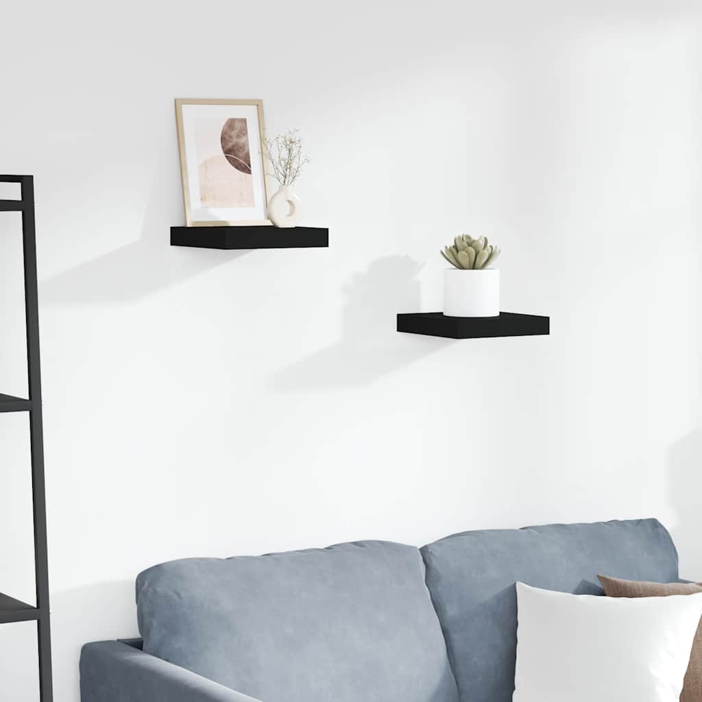 vidaXL Ράφια Τοίχου 2 τεμ. Μαύρα 23x23,5x3,8 εκ. MDF
