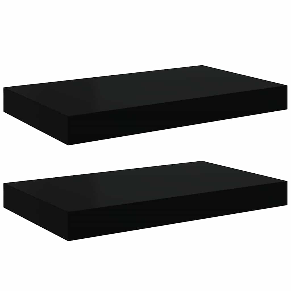 vidaXL Ράφια Τοίχου 2 τεμ. Μαύρα 40x23x3,8 εκ. MDF