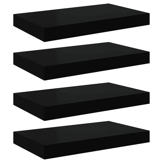 vidaXL Ράφια Τοίχου 4 τεμ. Μαύρα 40x23,5x3,8 εκ. MDF