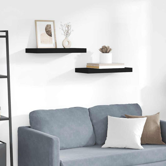 vidaXL Ράφια Τοίχου 2 τεμ. Μαύρα 50x23,5x3,8 εκ. MDF