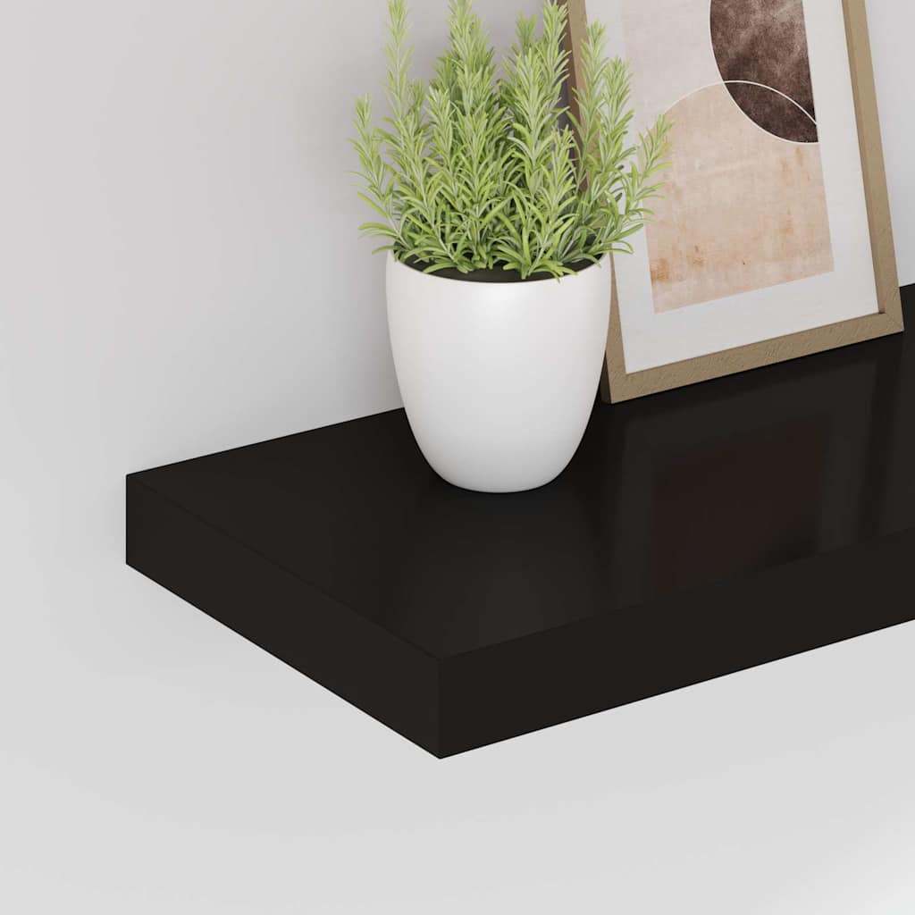 vidaXL Ράφια Τοίχου 2 τεμ. Μαύρα 60x23,5x3,8 εκ. MDF