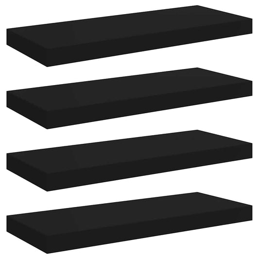 vidaXL Ράφια Τοίχου 4 τεμ. Μαύρα 60x23,5x3,8 εκ. MDF
