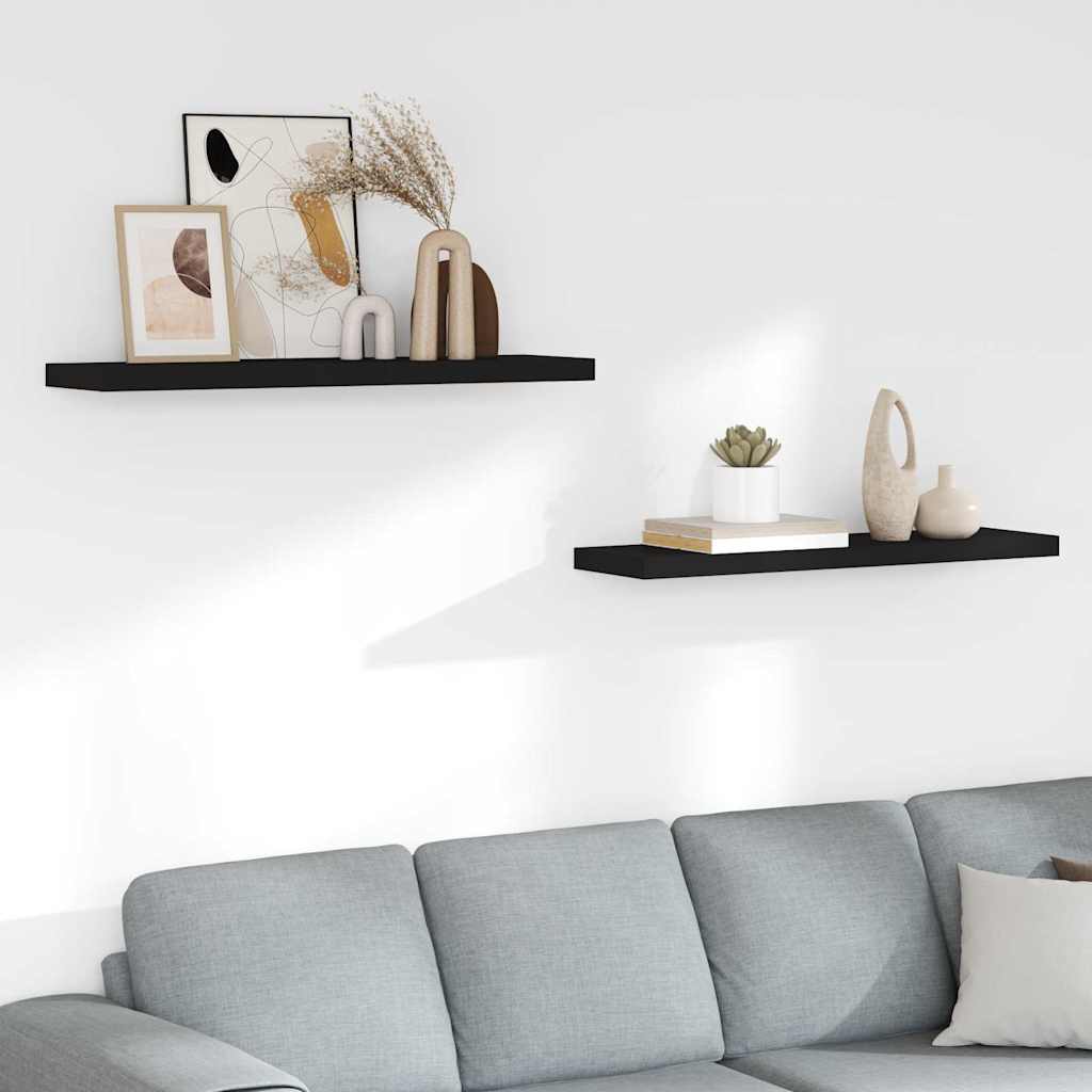 vidaXL Ράφια Τοίχου 2 τεμ. Μαύρα 90x23,5x3,8 εκ. MDF