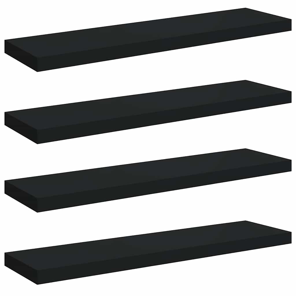 vidaXL Ράφια Τοίχου 4 τεμ. Μαύρα 90x23,5x3,8 εκ. MDF