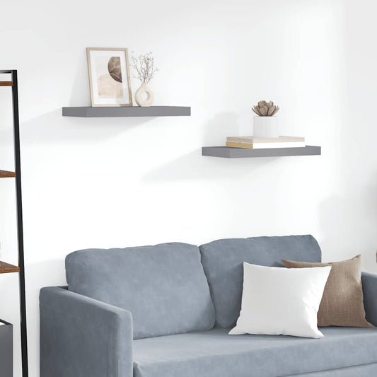 vidaXL Ράφια Τοίχου 2 τεμ. Γκρι 50x23,5x3,8 εκ. MDF