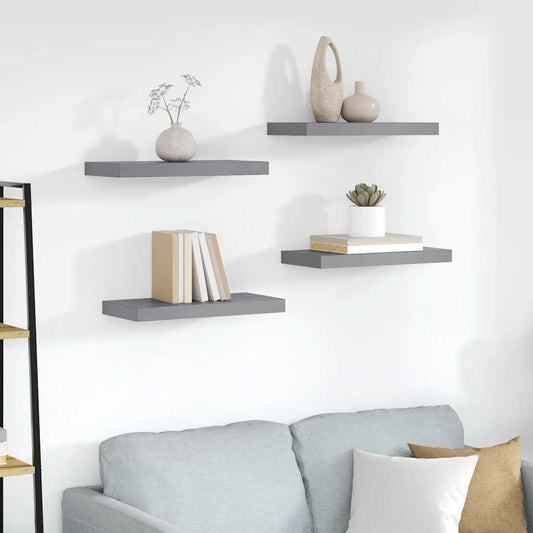 vidaXL Ράφια Τοίχου 4 τεμ. Γκρι 50x23,5x3,8 εκ. MDF