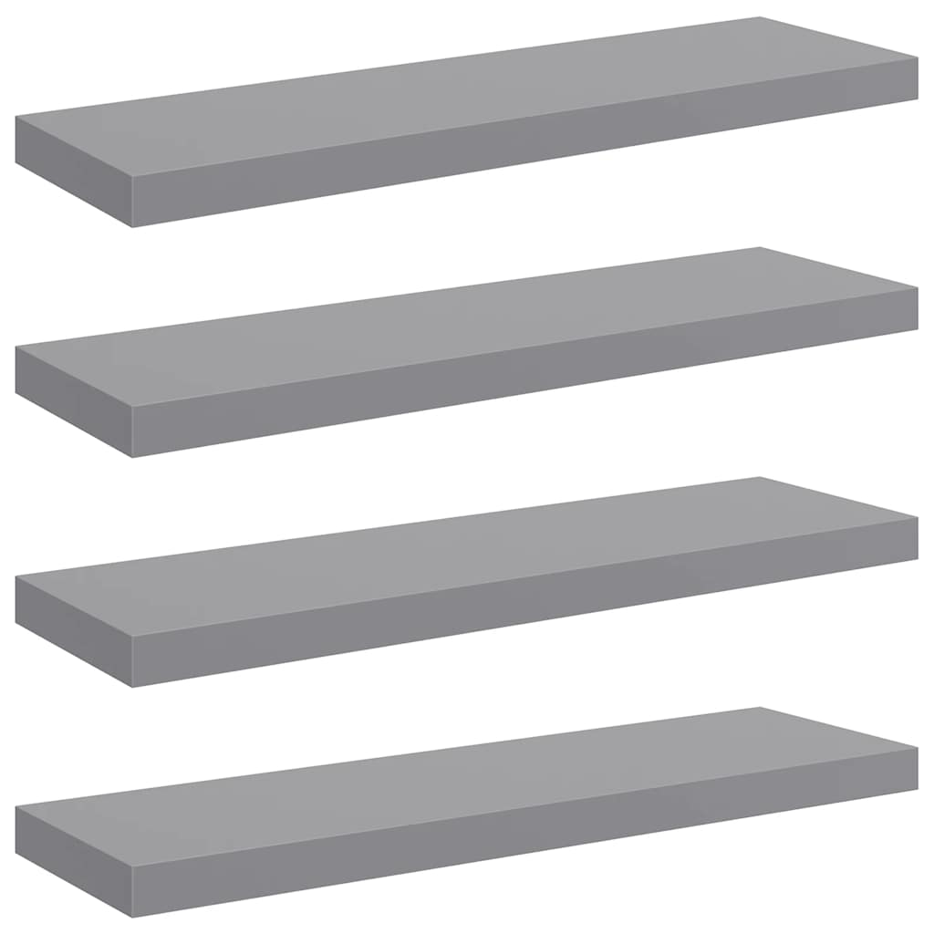 vidaXLΡάφια Τοίχου 4 τεμ. Γκρι 80x23,5x3,8 εκ. MDF