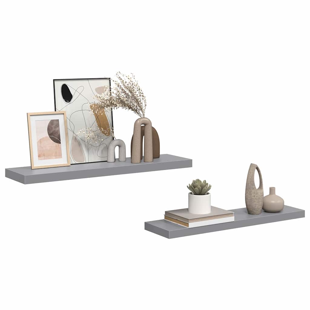 vidaXL Ράφια Τοίχου 2 τεμ. Γκρι 90x23,5x3,8 εκ. MDF