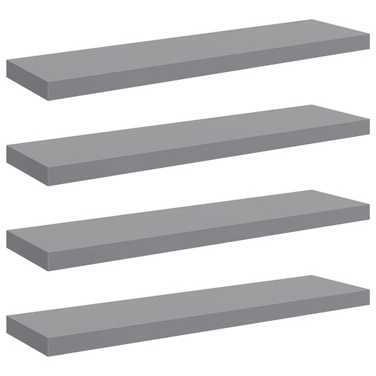vidaXL Ράφια Τοίχου 4 τεμ. Γκρι 90x23,5x3,8 εκ. MDF