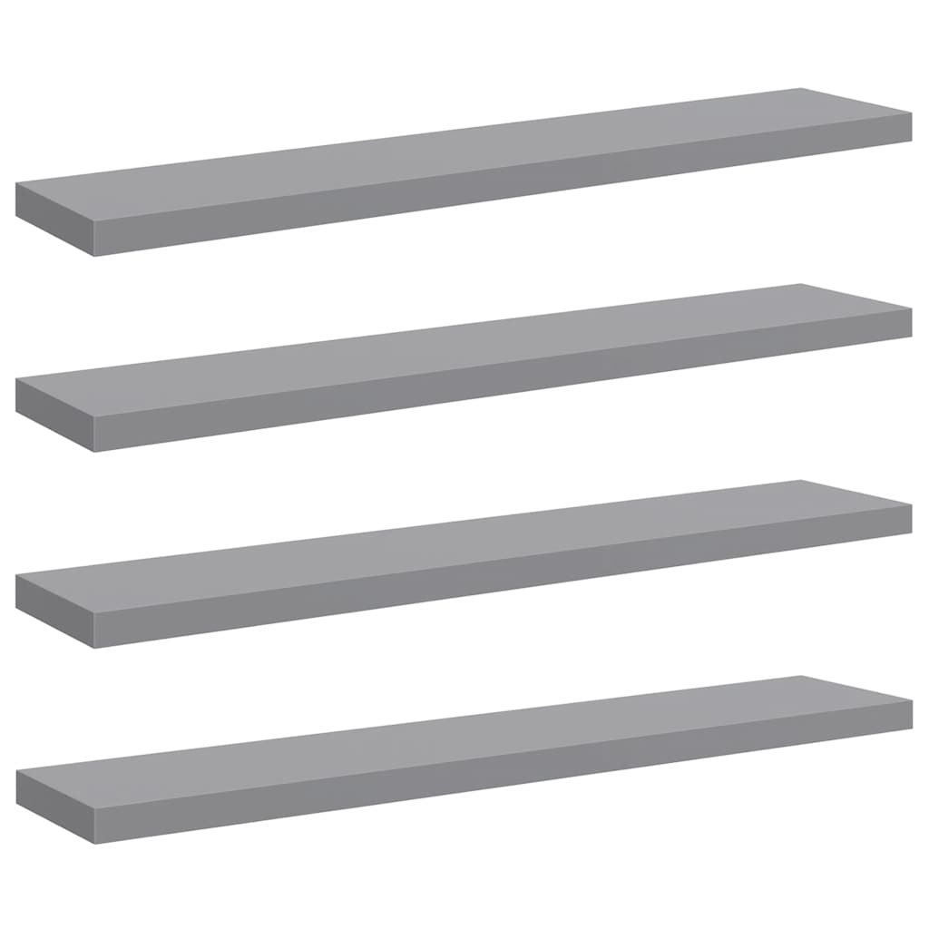 vidaXL Ράφια Τοίχου 4 τεμ. Γκρι 120x23,5x3,8 εκ. MDF