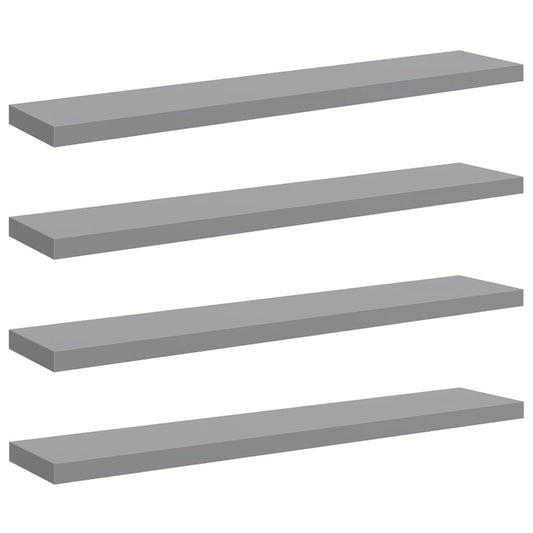 vidaXL Ράφια Τοίχου 4 τεμ. Γκρι 120x23,5x3,8 εκ. MDF