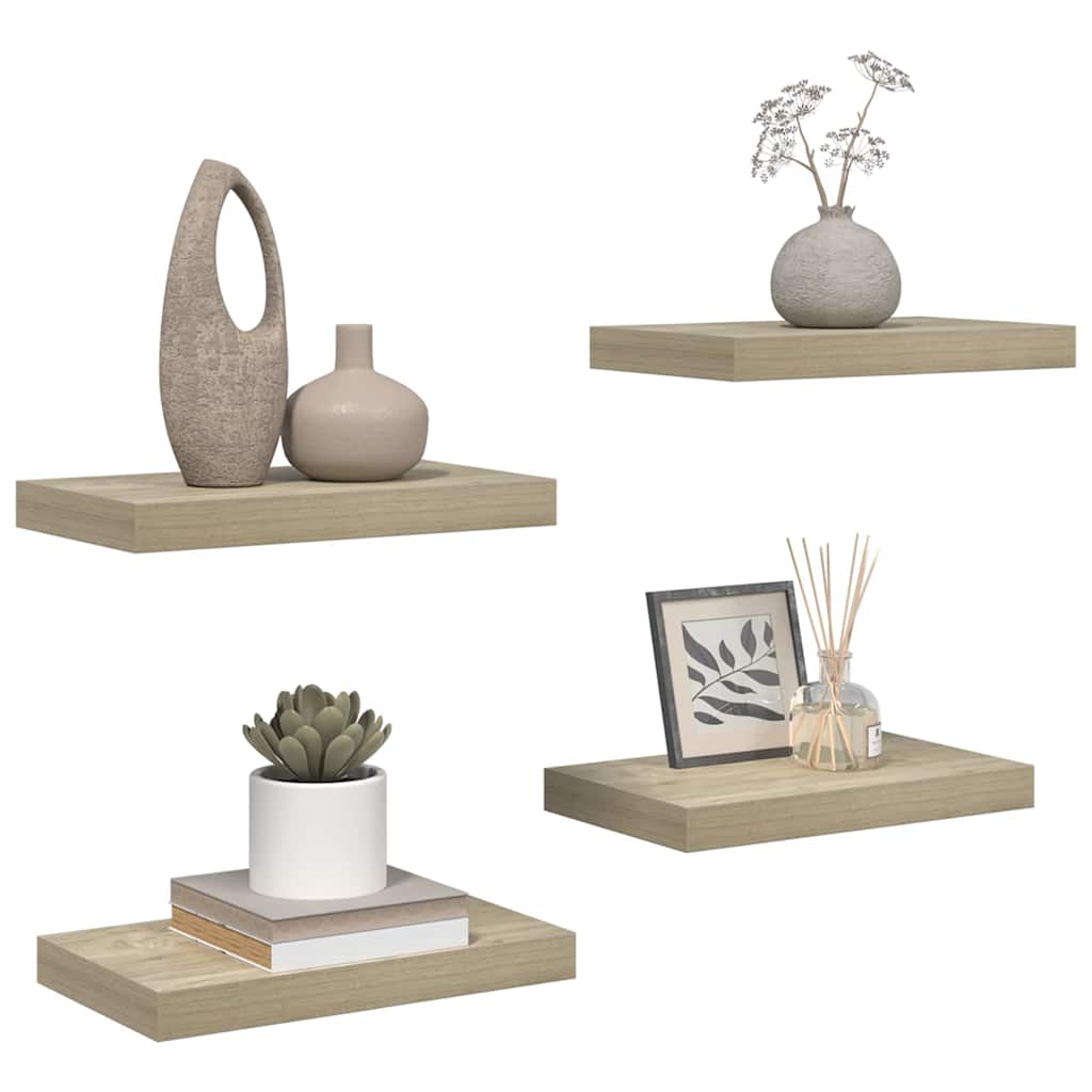 vidaXL Ράφια Τοίχου 4 τεμ. Χρώμα Δρυός 40x23,5x3,8 εκ. MDF