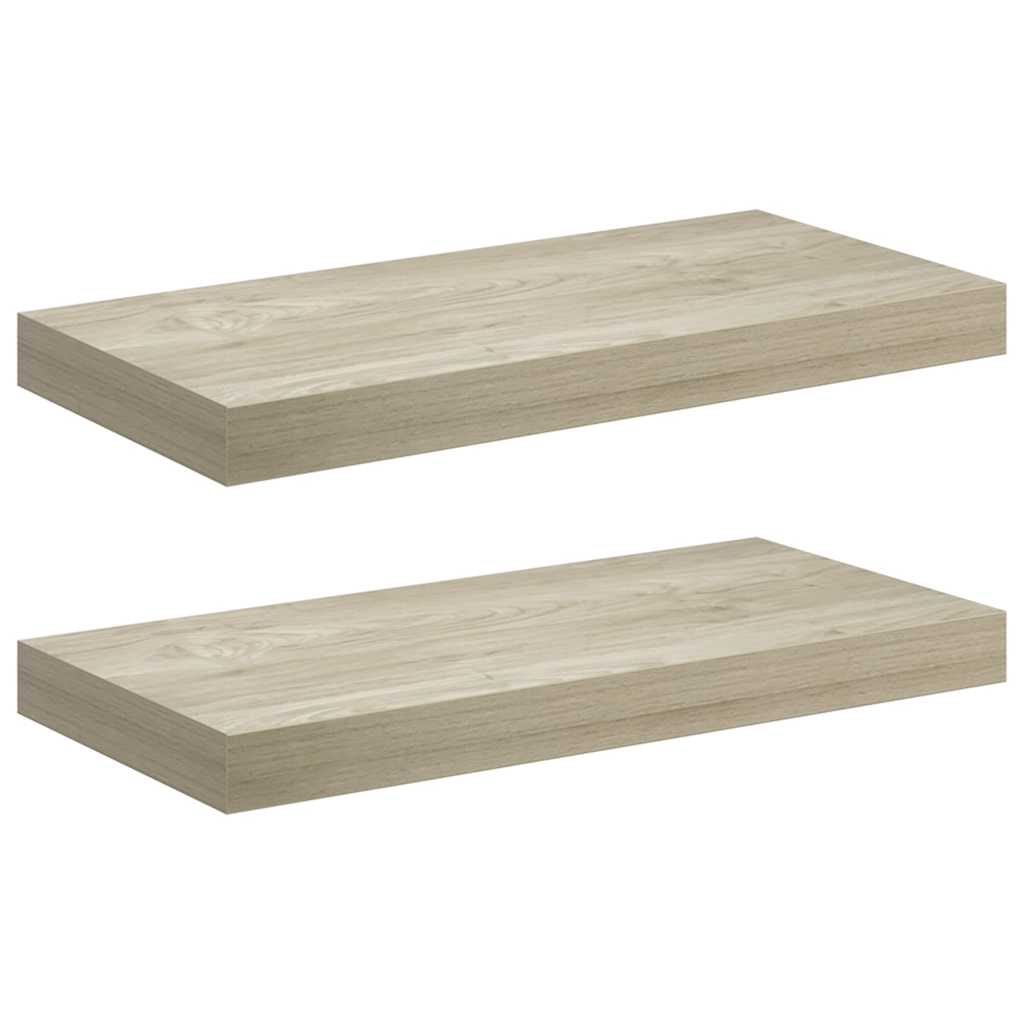 vidaXL Ράφια Τοίχου 2 τεμ. Χρώμα Δρυός 50x23,5x3,8 εκ. MDF