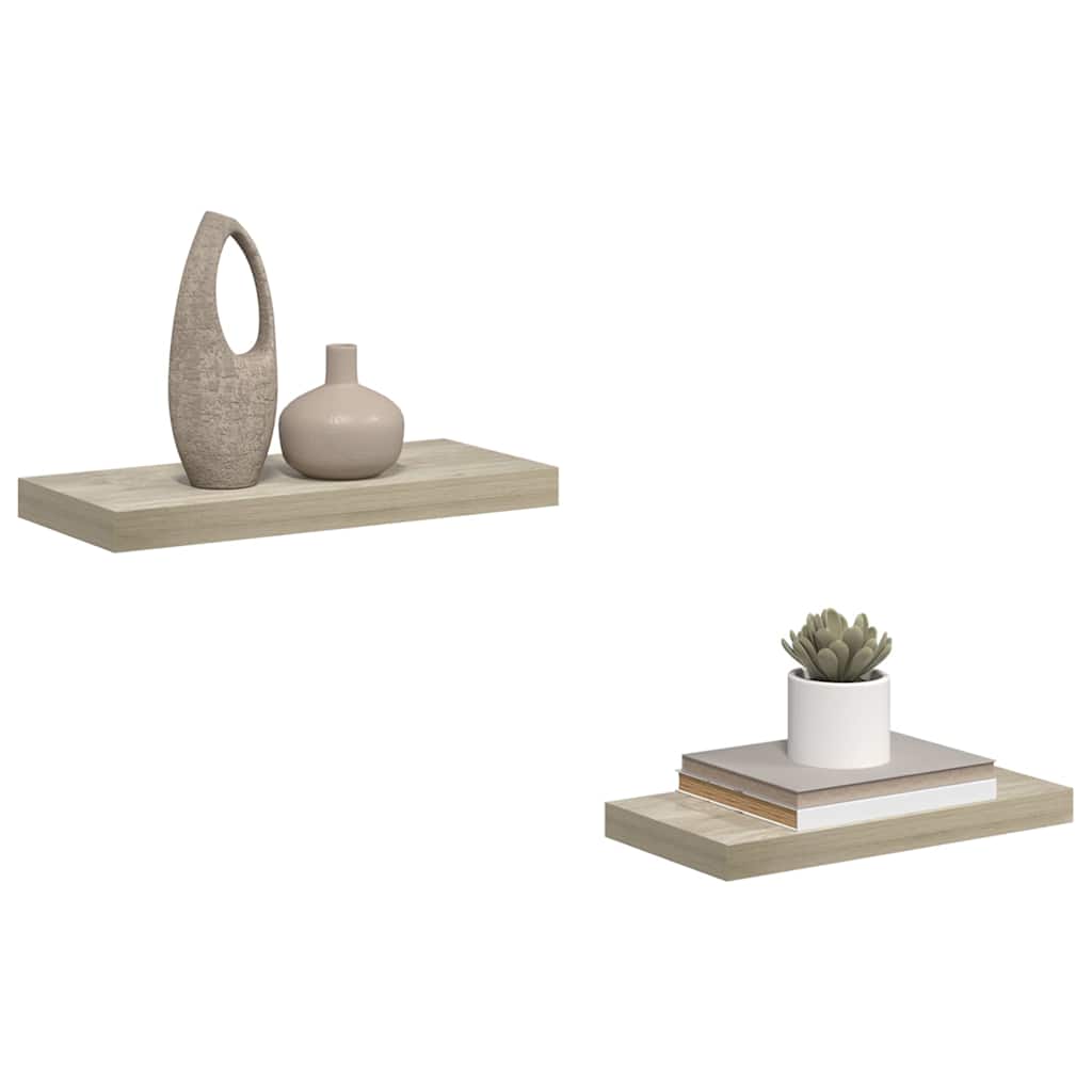 vidaXL Ράφια Τοίχου 2 τεμ. Χρώμα Δρυός 50x23,5x3,8 εκ. MDF