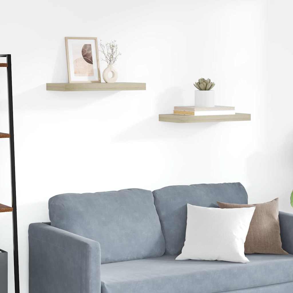 vidaXL Ράφια Τοίχου 2 τεμ. Χρώμα Δρυός 50x23,5x3,8 εκ. MDF