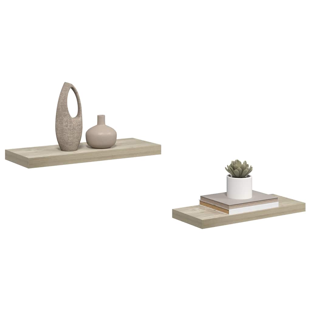 vidaXL Ράφια Τοίχου 2 τεμ. Χρώμα Δρυός 60x23,5x3,8 εκ. MDF