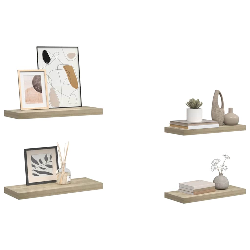 vidaXL Ράφια Τοίχου 4 τεμ. Χρώμα Δρυός 60x23,5x3,8 εκ. MDF