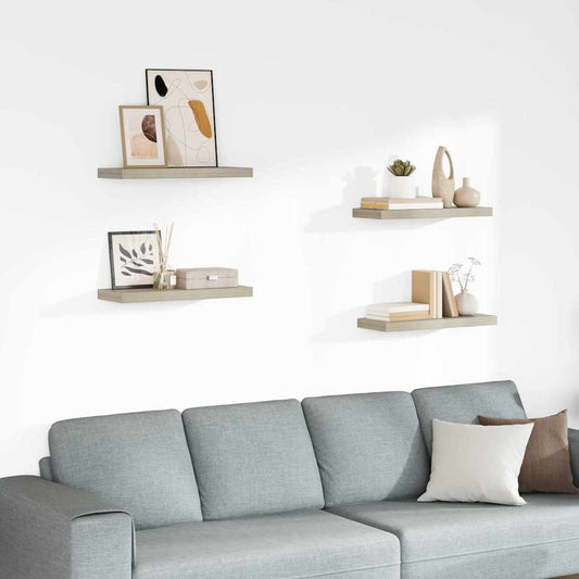 vidaXL Ράφια Τοίχου 4 τεμ. Χρώμα Δρυός 60x23,5x3,8 εκ. MDF
