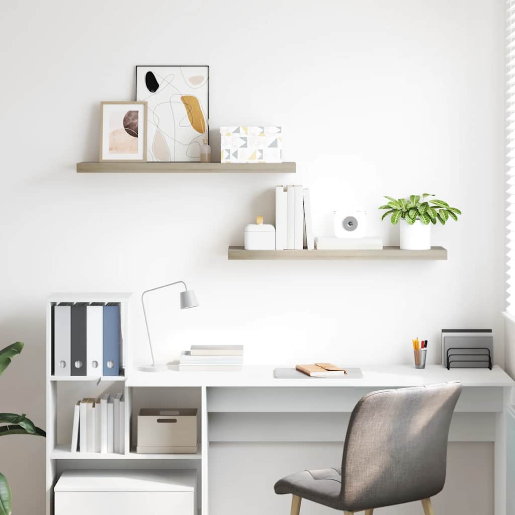 vidaXL Ράφια Τοίχου 2 τεμ. Χρώμα Δρυός 90x23,5x3,8 εκ. MDF