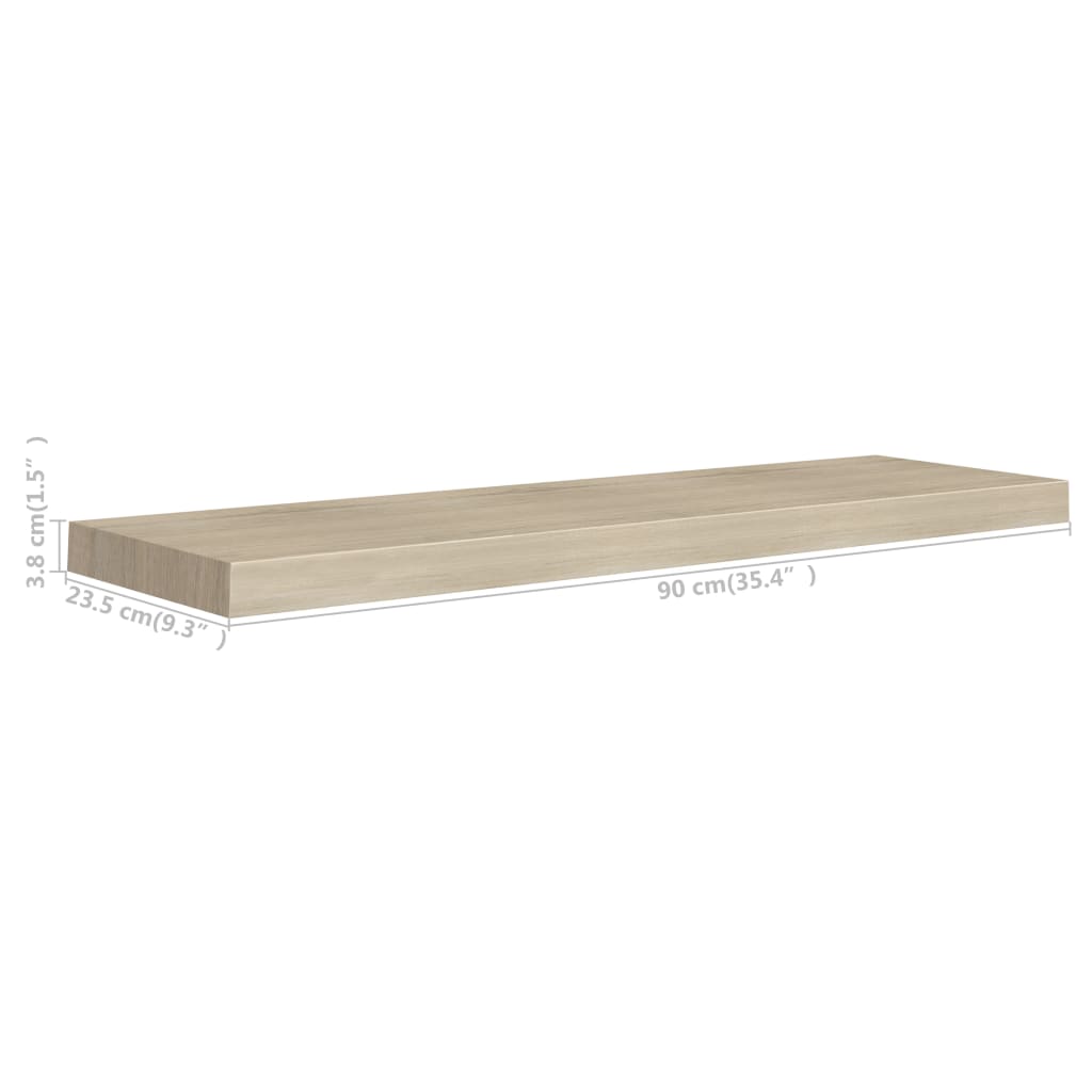 vidaXL Ράφια Τοίχου 2 τεμ. Χρώμα Δρυός 90x23,5x3,8 εκ. MDF