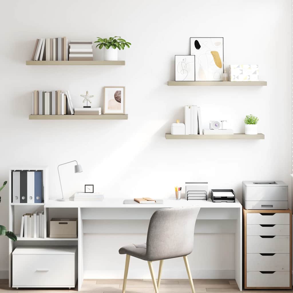 vidaXL Ράφια Τοίχου 4 τεμ. Χρώμα Δρυός 90x23,5x3,8 εκ. MDF