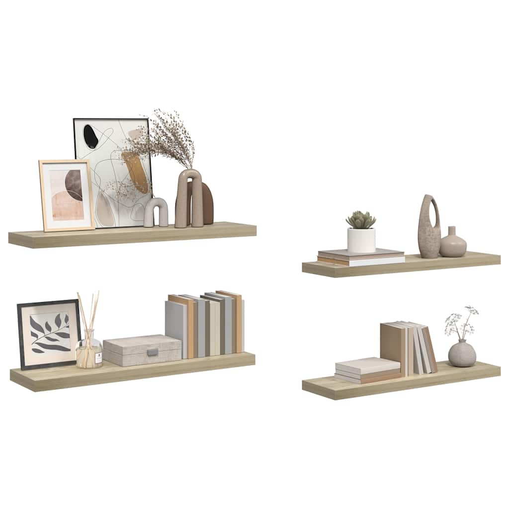 vidaXL Ράφια Τοίχου 4 τεμ. Χρώμα Δρυός 90x23,5x3,8 εκ. MDF