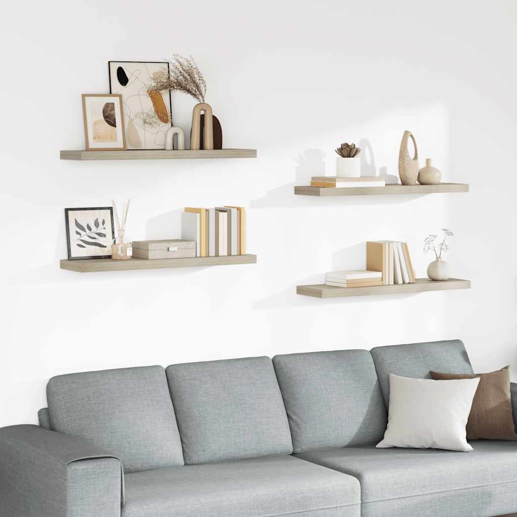 vidaXL Ράφια Τοίχου 4 τεμ. Χρώμα Δρυός 90x23,5x3,8 εκ. MDF