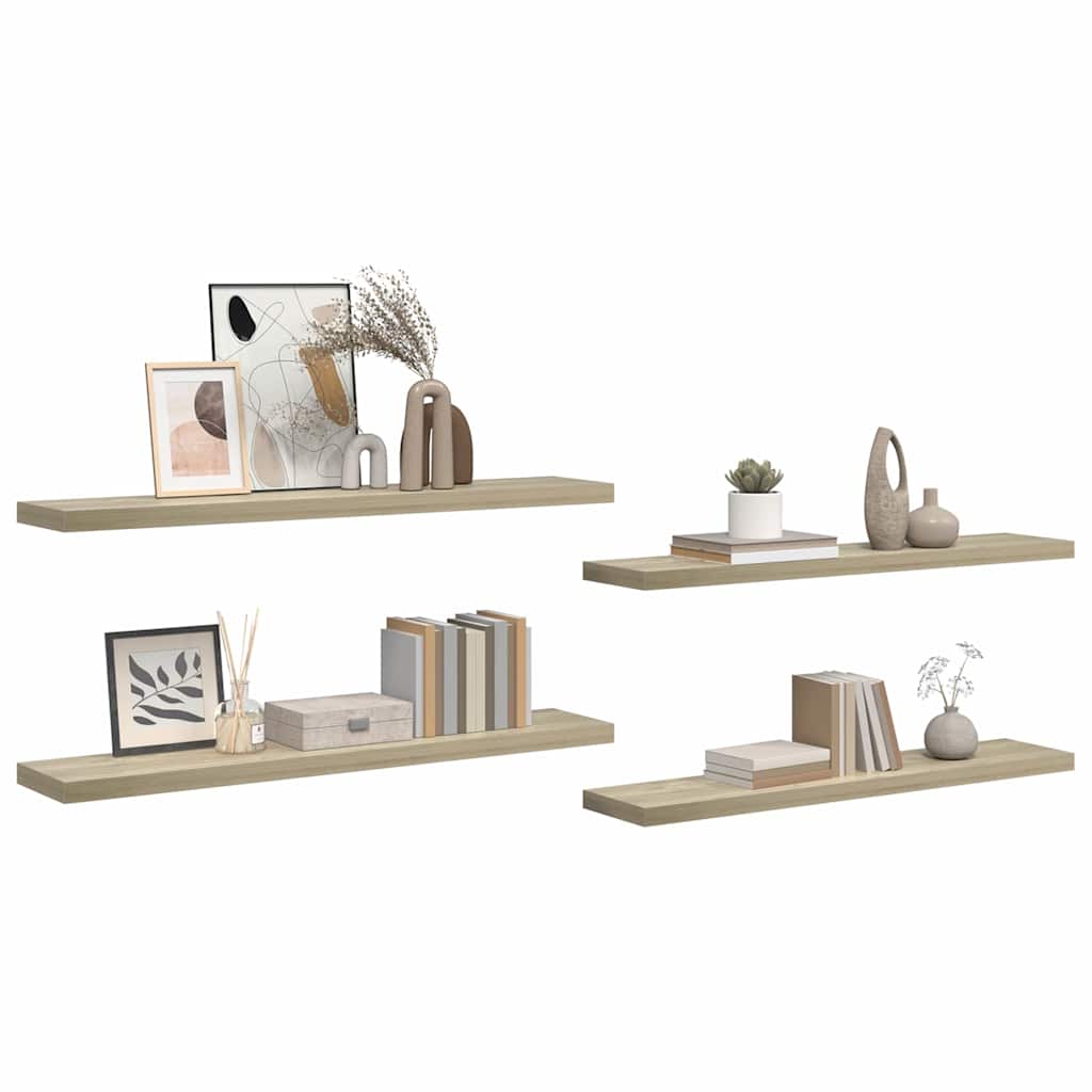 vidaXL Ράφια Τοίχου 4 τεμ. Χρώμα Δρυός 120 x 23,5 x 3,8 εκ. MDF