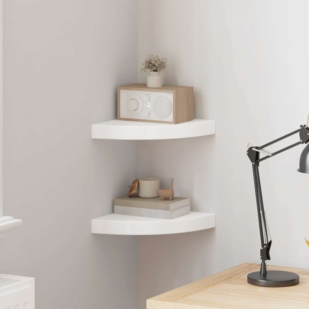 vidaXL Ράφια Τοίχου Γωνιακά 2 τεμ. Άσπρα 25x25x3,8 εκ. MDF