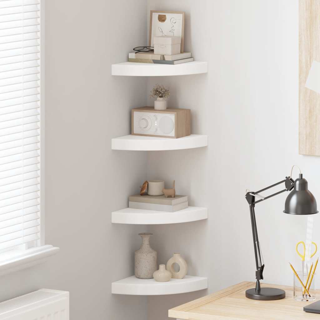 vidaXL Ράφια Τοίχου Γωνιακά 4 τεμ. Άσπρα 25x25x3,8 εκ. MDF