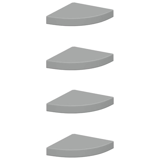 vidaXL Ράφια Τοίχου Γωνιακά 4 τεμ. Γκρι 25x25x3,8 εκ. MDF